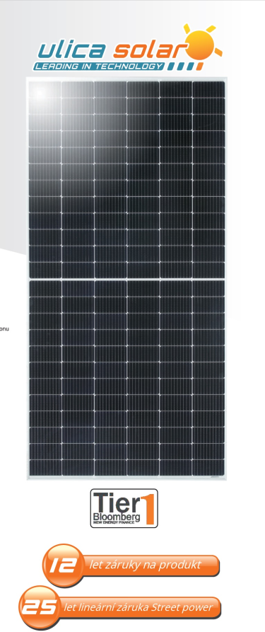 detail Solární panel ULICA SOLAR 550 W stříbrný rám
