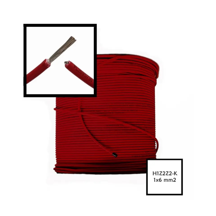 detail Solární kabel RED H1Z2Z2-K 6mm2 červený